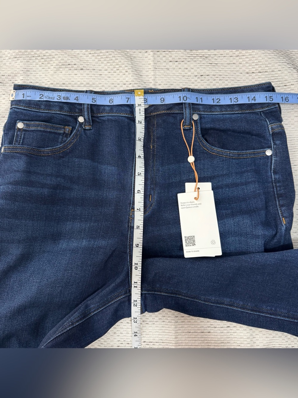 Quince Bella Stretch Wide Leg Jeans Women’s 31 Midnight Blue Denim Classic NEW - Picture 8 of 9